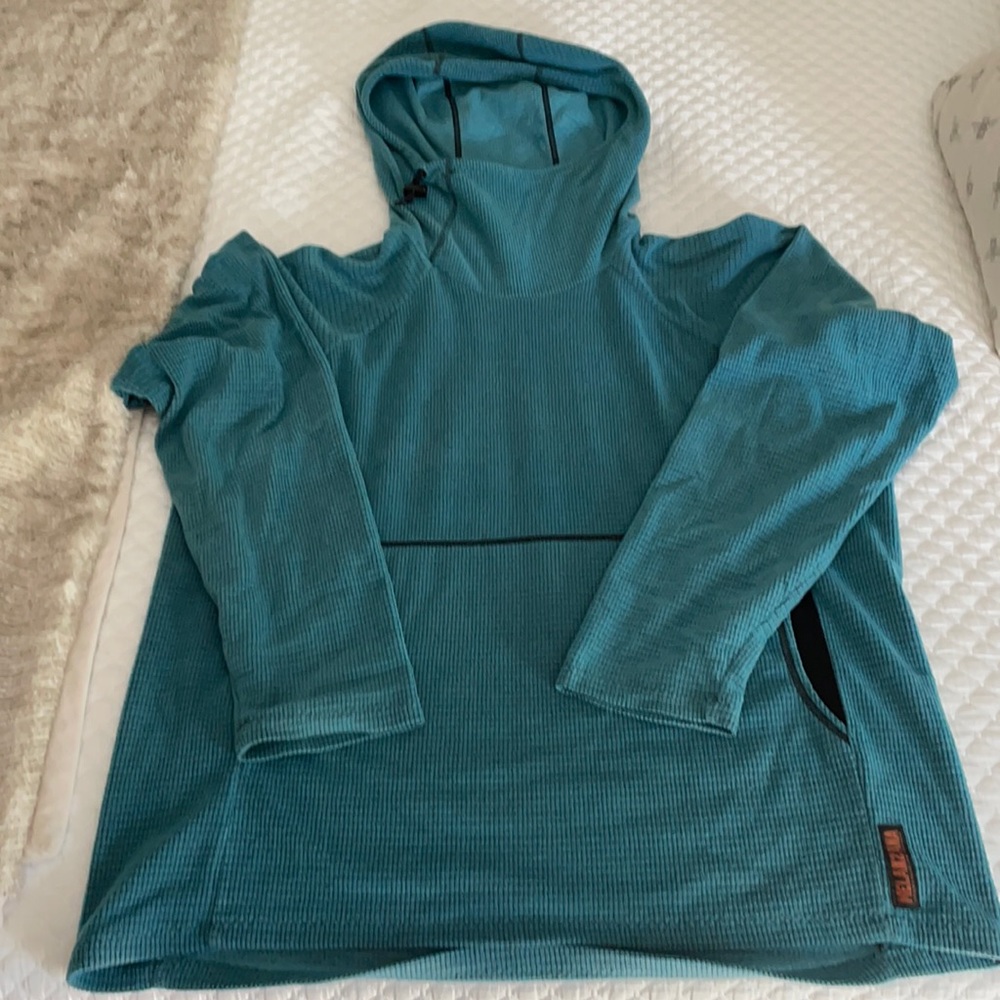 MENS L blue melanzana microgrid hoodie